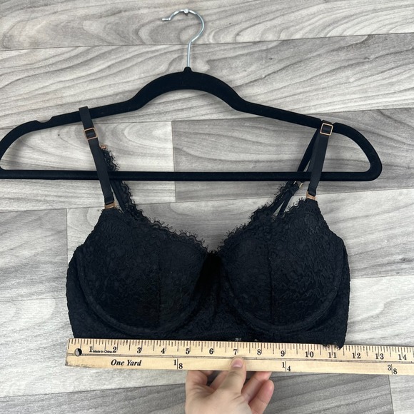 Aerie Balconette Lightly Lined Bra Women 36B Black Lace Floral Adjustable Straps - Picture 5 of 15